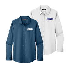 Load image into Gallery viewer, CISD Women Button Up Long Sleeve Twill Shirt
