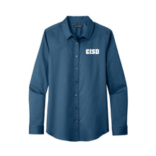 Load image into Gallery viewer, CISD Women Button Up Long Sleeve Twill Shirt
